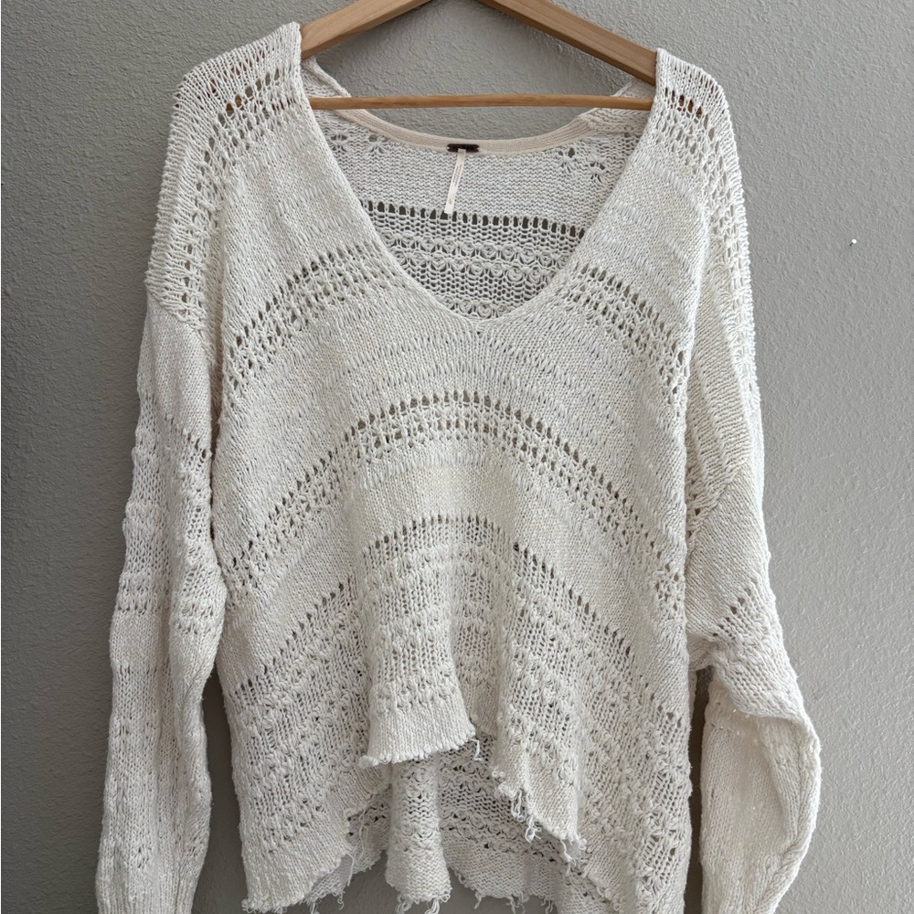 Free People Cream Knit Sweater
